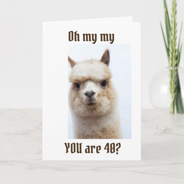 **TALA LLAMA** HÄLSNING" FÖR "40:e" BIRTHDAG Kort (Framsida)