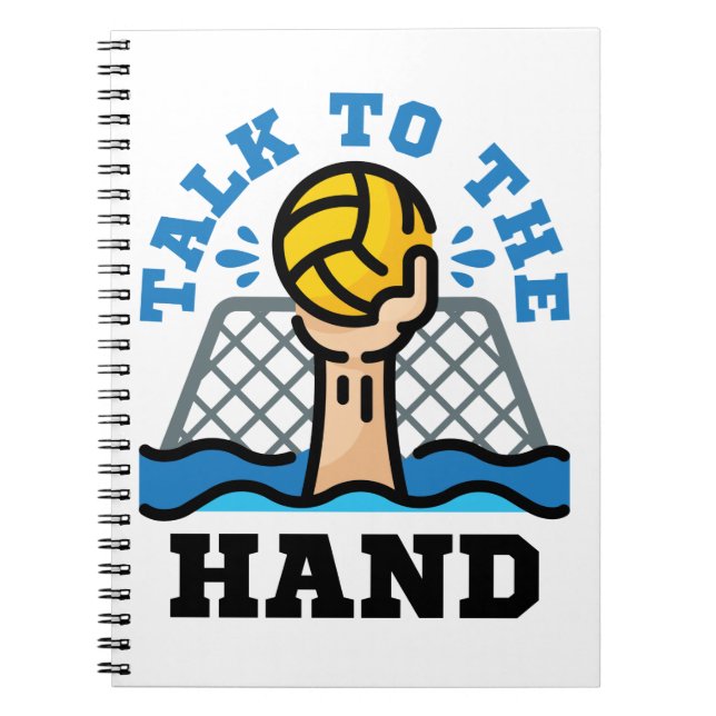 Tala med Hand Funny Vatten Polo Goalie Anteckningsbok (Framsidan)