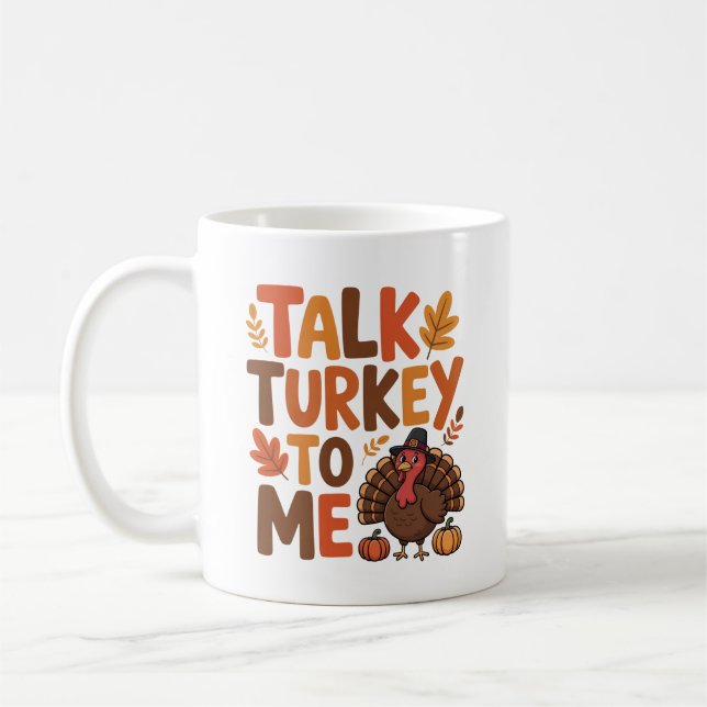 Tala med Turkiet till mig i Thanksgiving Kaffemugg (Vänster)