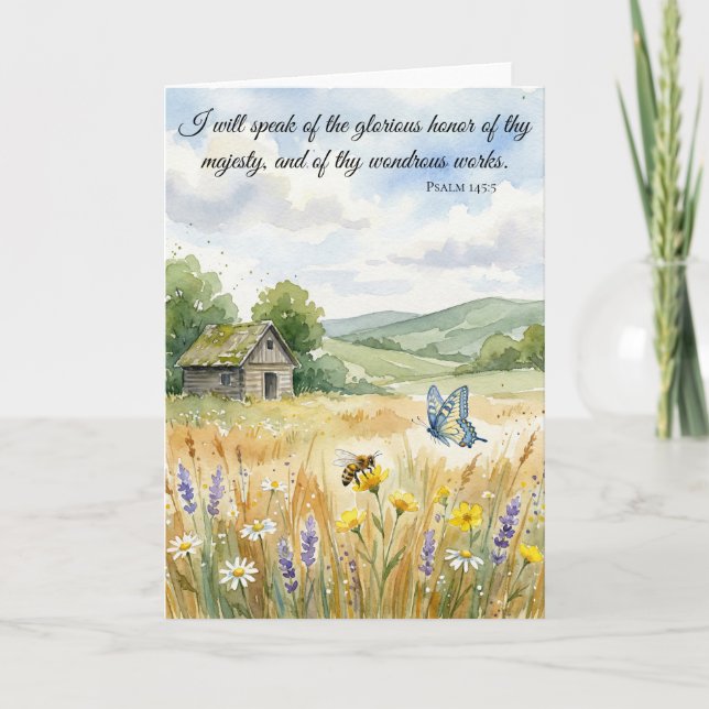 Tala om Guds härliga gärningar! Psalm 145:5 Kort (Framsida)