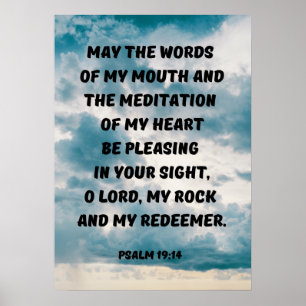 Tala omsorgsfullt Psalm 19:14 Christian Reminder Poster