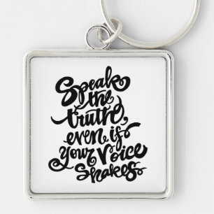 "Tala sanningen" Keychain Fyrkantig Silverfärgad Nyckelring
