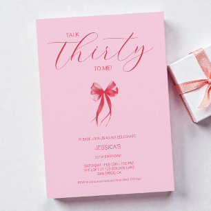 Tala trettio gånger till mig Rosa Elegant 30års fö Inbjudningar