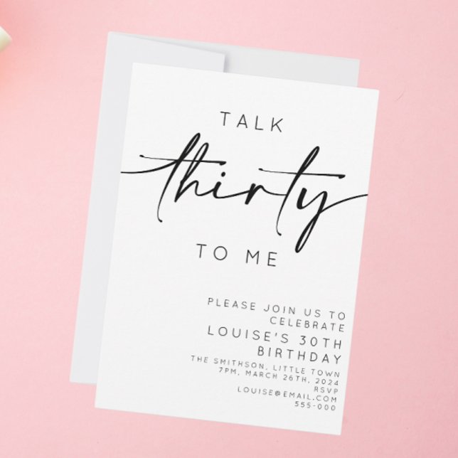 Tala trettio till mig med minimalistisk 30års föde inbjudningar (Talk thirty to me invitation 30th birthday)