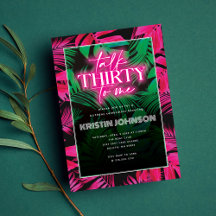 Tala Trettio Till Mig Neon Rosa Tropisk 30-årsdag
