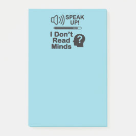 Tala upp – jag kan inte läsa tankar Rolig kommunik Post-it Block