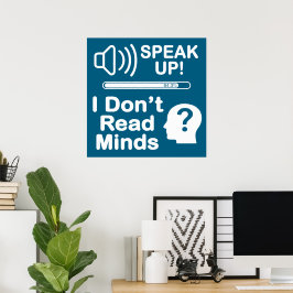 Tala upp – Jag läser inte tankar Rolig kommunikati Poster