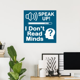 Tala upp – Jag läser inte tankar Rolig kommunikati Poster