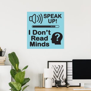Tala upp – Jag läser inte tankar Rolig kommunikati Poster