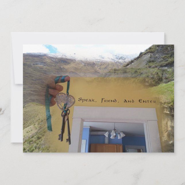 Tala, vän och träffa inbjudan till inflyttningsfes (Framsida)