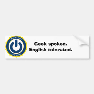 Talad Geek. Tolerated. engelska Bildekal