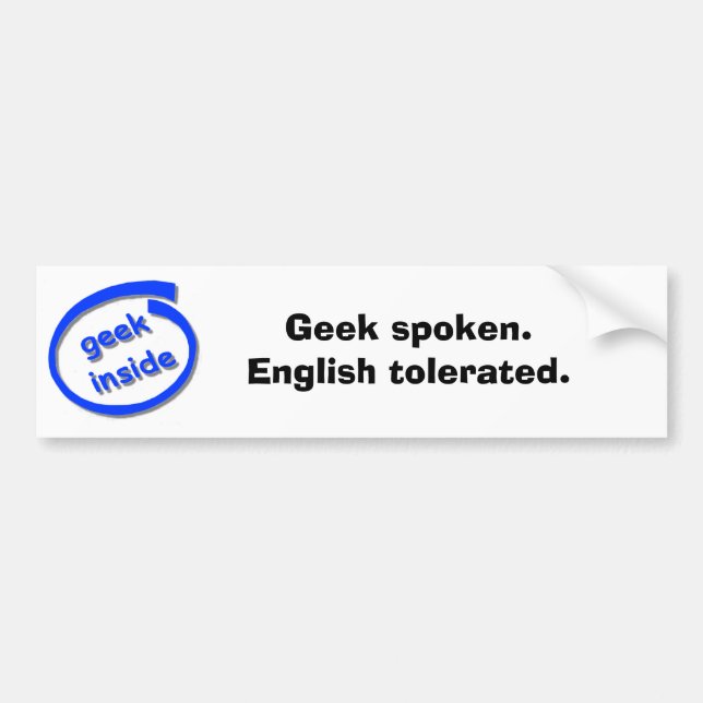 Talad Geek. Tolerated. engelska Bildekal (Framsidan)