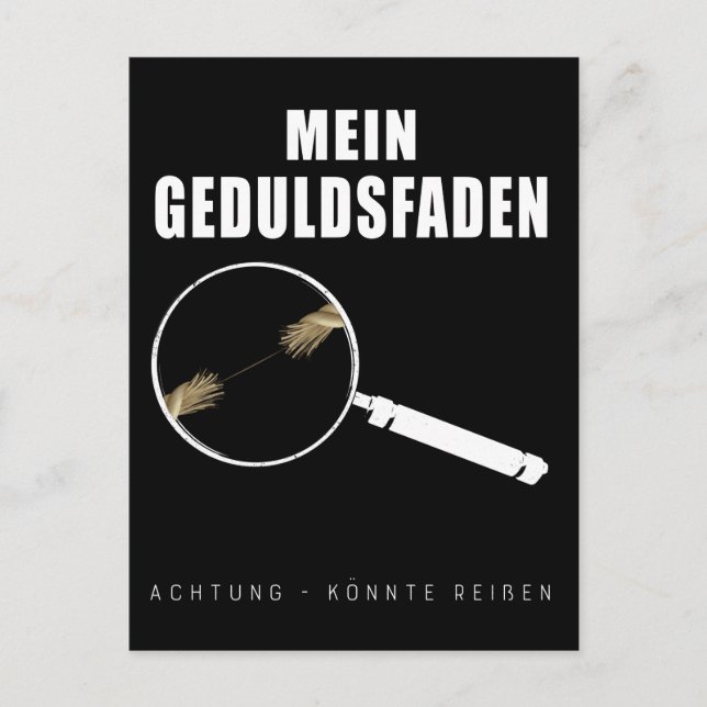 Tålamodstråd Citat Inget Tålamod Kvinnor Humoristi Vykort (Framsida)