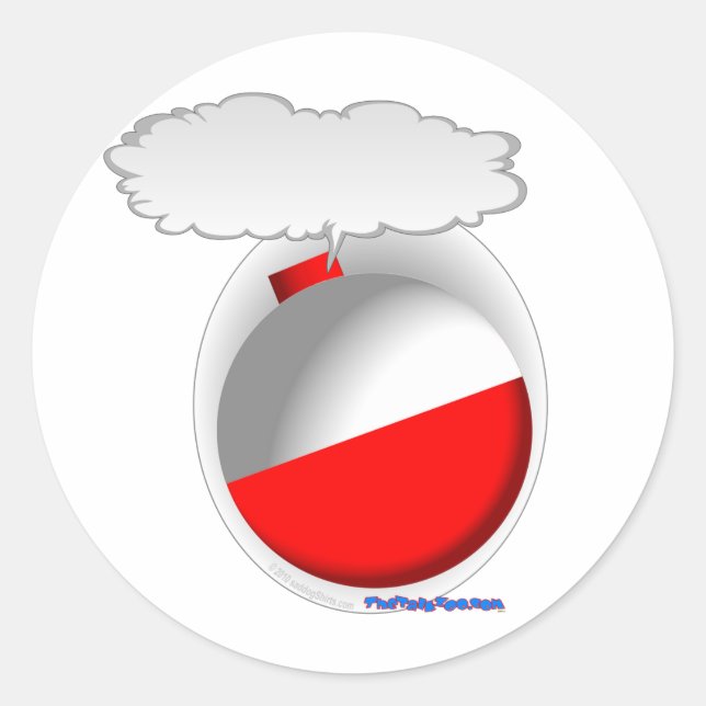 Talande fiskeBobber (flötet) Runt Klistermärke (Framsida)