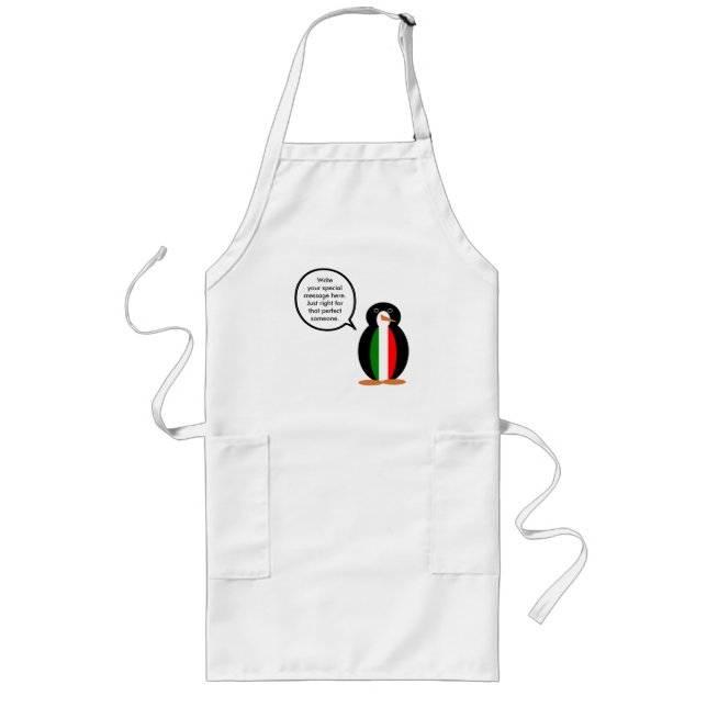 Talande italienska Penguin Flagga Långt Förkläde (Framsidan)