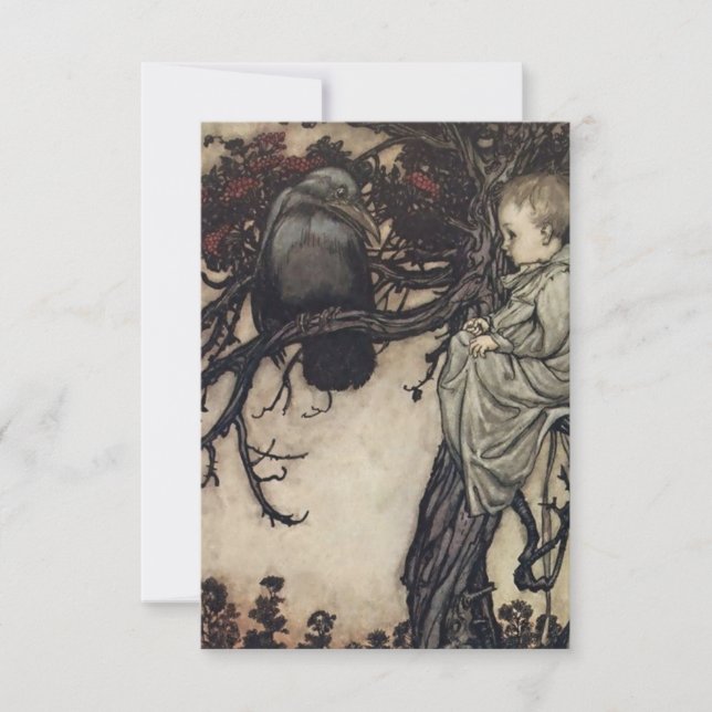 “Talande med fåglarna” av Arthur Rackham Tack Kort (Framsida)