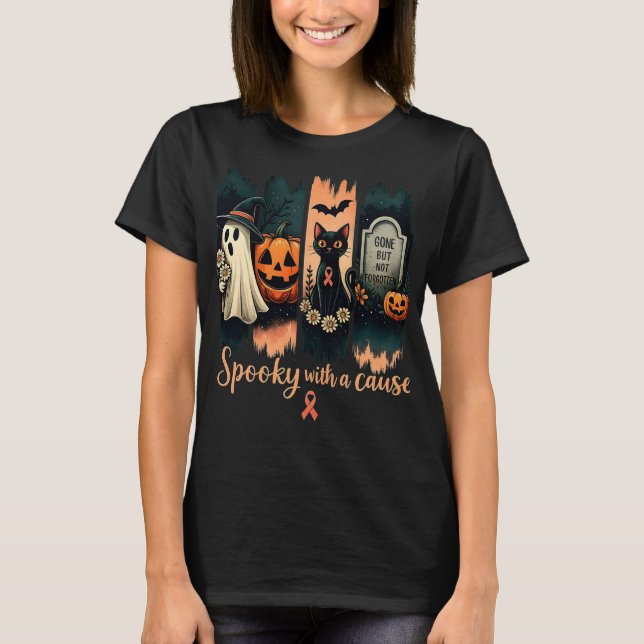Talande med orsak - Halloween & Rosa Ribbon T Shirt (Framsida)