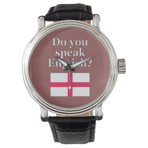 "Talar du engelska?" på engelska. Flagga Armbandsur