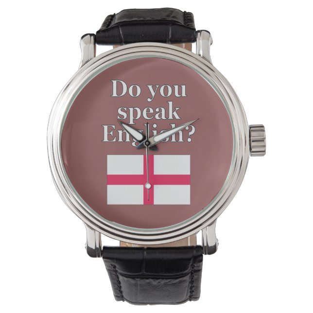 "Talar du engelska?" på engelska. Flagga Armbandsur (Framsida)