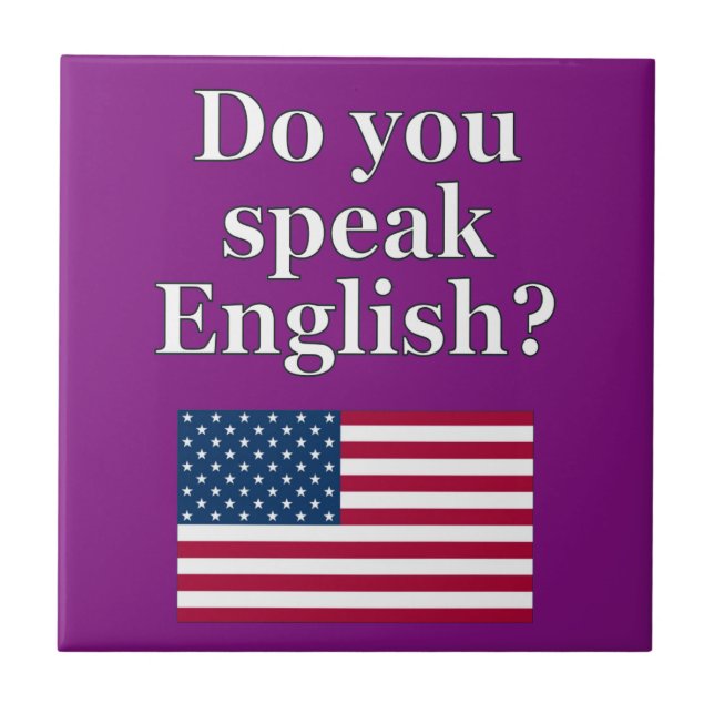 "Talar du engelska?" på engelska. Flagga Kakelplatta (Framsidan)