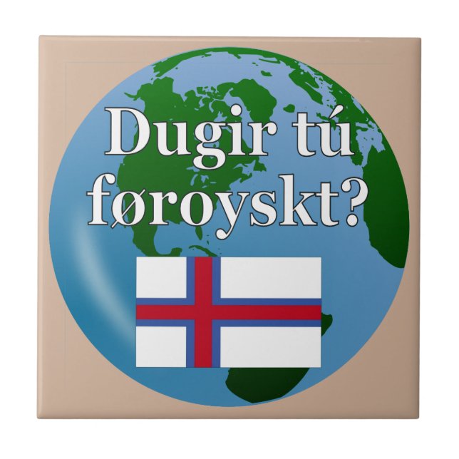 Talar du färöiska? Flagga och global Kakelplatta (Framsidan)