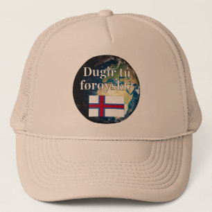 Talar du färöiska? Flagga och jord Truckerkeps