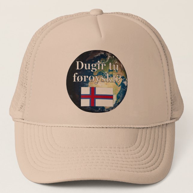 Talar du färöiska? Flagga och jord Truckerkeps (Framsida)