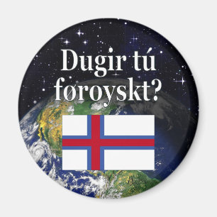 Talar du färöiska? Flagga och utrymme Magnet
