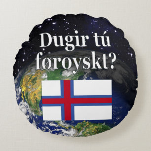 Talar du färöiska? Flagga och utrymme Rund Kudde