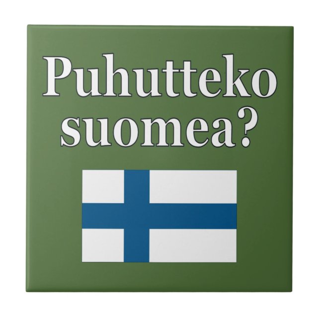 Talar du finska? Flagga Kakelplatta (Framsidan)