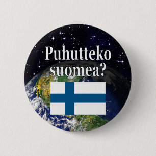 Talar du finska? Flagga och jord Knapp
