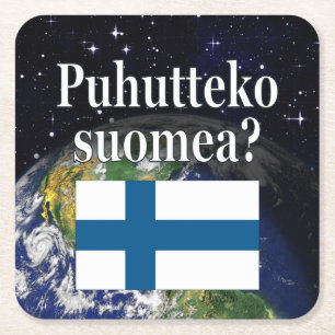 Talar du finska? Flagga och jord Underlägg Papper Kvadrat