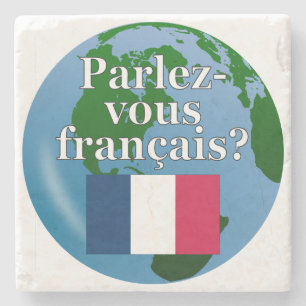 Talar du Fransk? I Fransk. Flagga och global Underlägg Sten