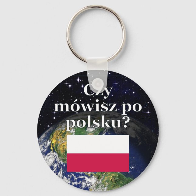 Talar du polska? Flagga och jord Nyckelring (Framsida)