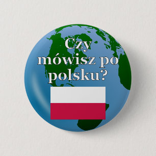 Talar du polskt? i polskt. Flagga & jordklot Knapp