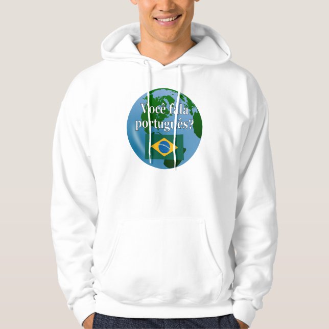 Talar du portugisiska? Flagga Sweatshirt Med Luva (Framsida)