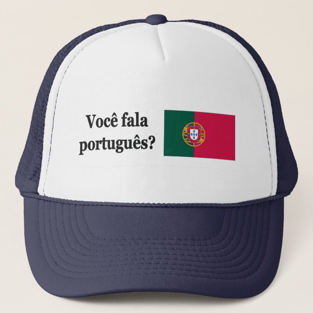 Talar du portugisiska? på portugisiska. Flagga bf Truckerkeps (Framsida)