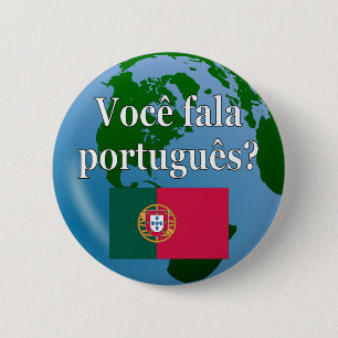 Talar du portugisiska? på portugisiska. Flagga Knapp
