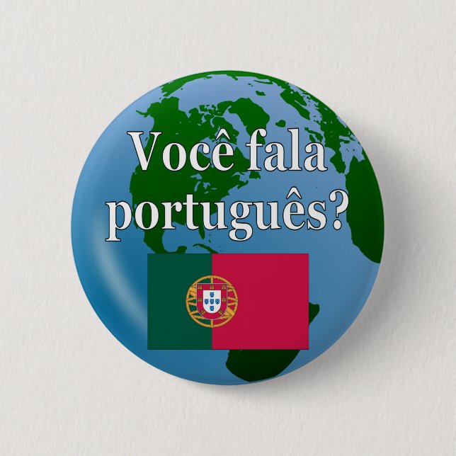 Talar du portugisiska? på portugisiska. Flagga Knapp (Framsida)