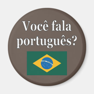 Talar du portugisiska? på portugisiska. Flagga Magnet