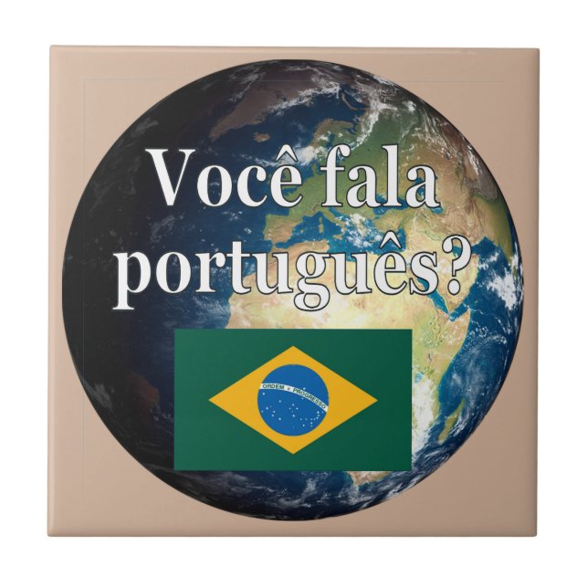 Talar du portugisiska? Portugisiska. Flagga och jo Kakelplatta (Framsidan)