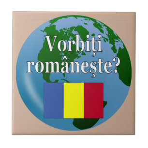 Talar du rumänska? Flagga och global Kakelplatta