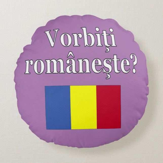 Talar du rumänska? Flagga Rund Kudde (Framsidan)
