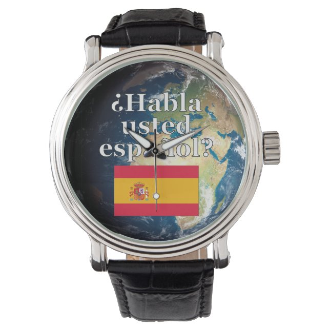 Talar du spanska? Flagga och jord Armbandsur (Framsida)