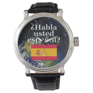 Talar du spanska? Flagga och jord Armbandsur