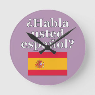 Talar du spanska? Flagga Rund Klocka