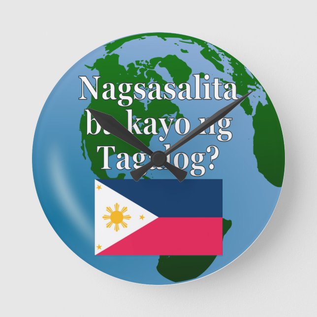 Talar du Tagalog? Flagga och global Rund Klocka (Framsida)