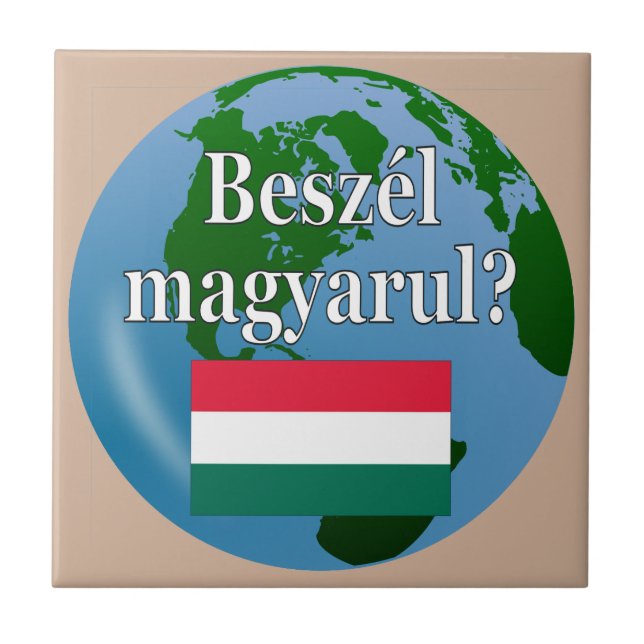 Talar du ungerska? Flagga och global Kakelplatta (Framsidan)