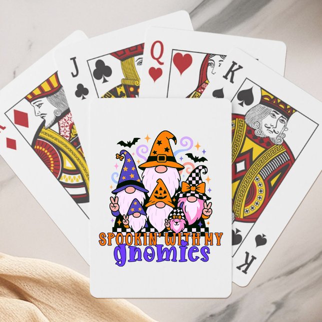 Talare med mina vänner: Retro Halloween-vänner Casinokort (Get festive with spookin' with my gnomies — a Halloween friends design full of humor and charm.)
