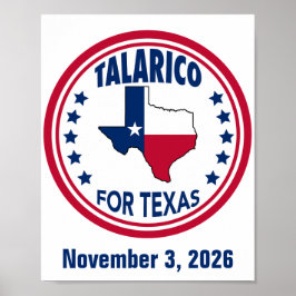 Talarico för Texas röda, vita och blåa val Poster